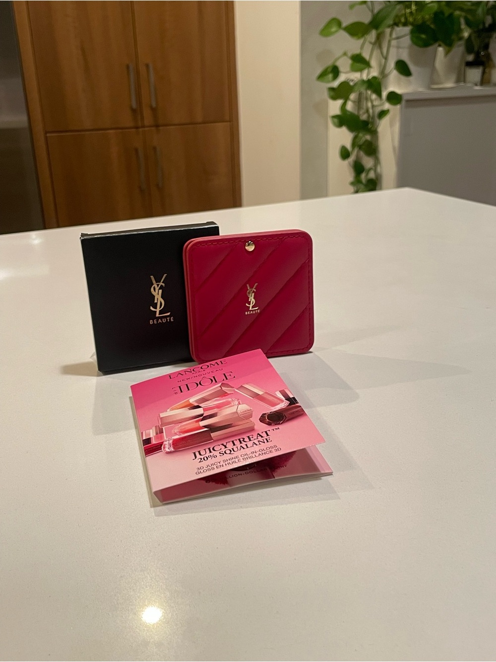 Yves Saint Laurent Beauty Quilted Red Compact Mirror with Gold Logo